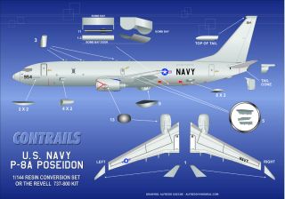 NAVY P 8A POSEIDON 1/144 Scale Conversion w/ 737NG Engines