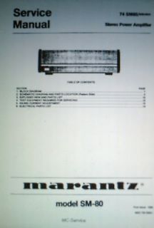   74 SM 80 STEREO POWER AMP SERVICE MANUAL BOOK BOUND ENG INC SCHEMATIC