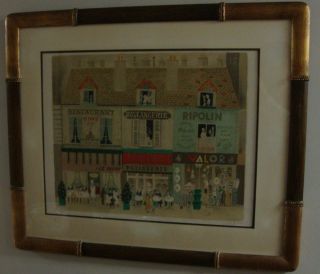framed signed 17 200 parisian street scene lithograph 