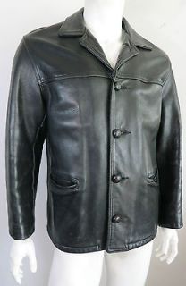 Vintage SCHOTT USA 1980s era black steer hide leather coat US 40