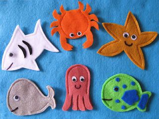   Finger Puppets, handcrafted, fish,shark,wha​le,octopus,sta​rfish