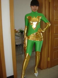   lycra zentai superhero halloween costume green phoenix size S XXL