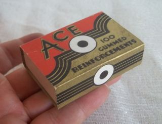 vtg box of ace gummed reinforcements for binder rings time
