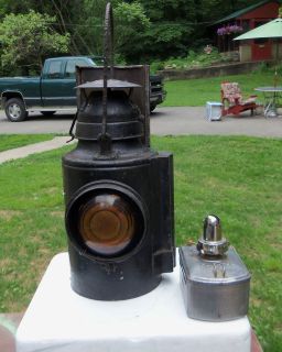 heavy steel antique handlan st louis railroad lantern time left