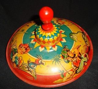 old vintage big size spinning top from western germany 1950