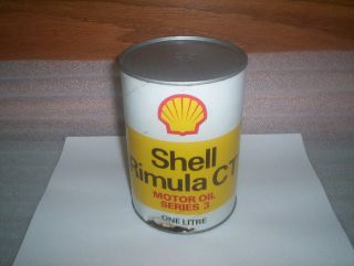 Vintage Shell Rimula CT Motor Oil Series 3 Oil Can Tin 1 Litre 