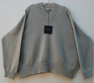 NWT Shirin Guild LIGHT GRAY 100% 6 Ply Cashmere Cross V Neck Sweater O 