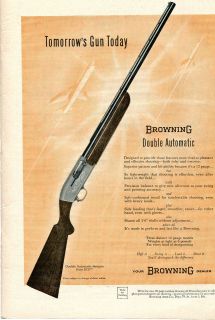 1957 Browning Double Automatic 12 Gauge Shotgun Ad Tomorrows Gun 