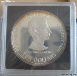 bahamas 10 dollars 1978 silver proof prince charles from china