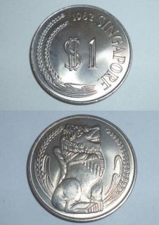   Singapore Lion statue 1 $ one dollar Copper Nickel big coin (SC 55