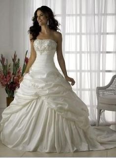 New White Taffeta Bridesmaid Wedding Dress Prom Gown Stock Size 6 8 10 