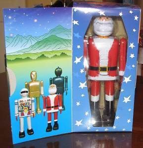 santa claus robot classic wind up tin toy brand new