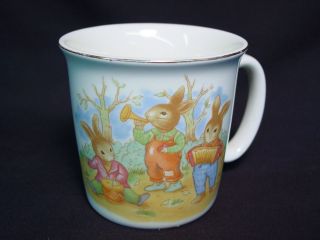 Old Vtg Childrens Kids Juice Milk Cup Mug Peter Rabbit Bunny Porcelain 