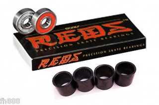 skateboard bones reds 8mm single set 8pcs bearings time left
