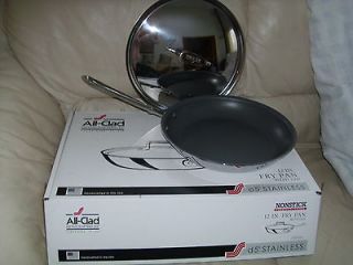 ALL CLAD d5 STAINLESS STEEL 12 IN FRY PAN WITH LID NONSTICK NIB USA