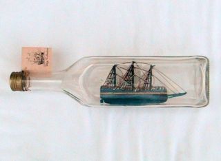 amazing ship in a bottle hand made no kit used