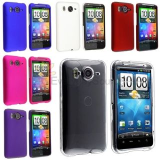 6pc Rubber Hard Phone Case Cover Accessory Bundle For HTC Inspire 4G 