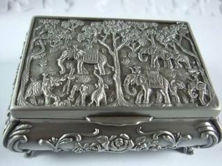 beautiful tibet silver carved elephant rose jewelry box from china