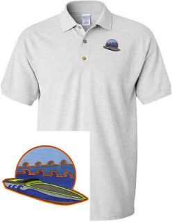 SPEEDBOAT NAUTICAL SEA OCEAN LAKE GOLF EMBROIDERED EMBROIDERY POLO 