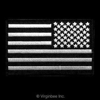 USA FLAG 4x2.5 REVERSED SUBDUED BLACK WHITE COLOR US BIKER JACKET 