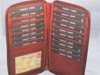   CARD HOLDER TALL WALLET ZIPPER NEW BROWN LEATHER GREAT GIFT IDEA