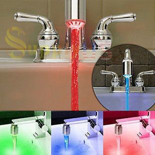   Temperature Sensor 3 Color RGB Glow Shower LED Light Water Faucet Tap