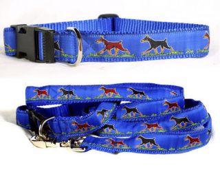 doberman pinscher collar leash set blue by dog ink time