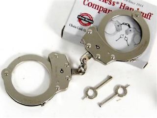peerless nickel 700 chain police handcuffs 2 keys new time