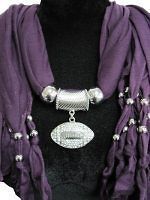   FOOTBALL SCARF CHARM WITH A PURPLE SCARF GREAT FOR LSU FANS