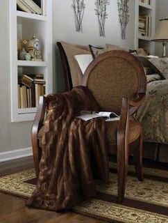   Brown Pattern Faux Mink Fur Accent Throw Blanket Bed Sofa Chair Decor