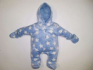   BABALUNO PALE BLUE & CREAM STAR SNOWSUIT NEWBORN 3 6 9 12 MONTH BNWT