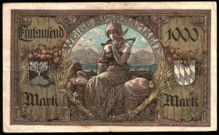 SO BEAUTIFUL & OH SO RARE LG MuLtiCoLoR 1922 GERMAN 1000M BILL No 