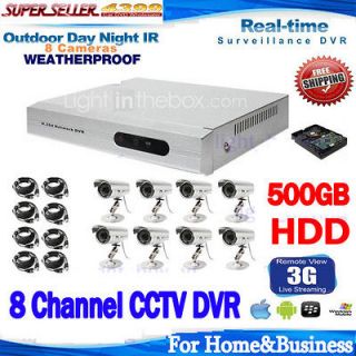 8CH Channel CCTV DVR Home Security System Real time 500GB HDD 8 Sony 
