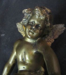 Antique cherub French Bronze clock part topper top figurine sconce 