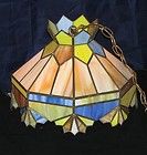 Vintage UL Tiffany style Copper Foil Stained Glass Ceiling Hanging 