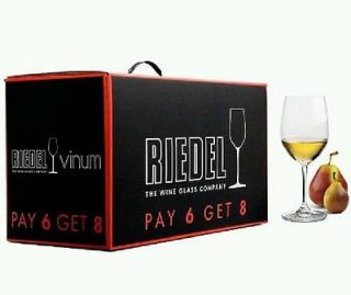 NEW $400 Value Riedel Vinum Varietal Crystal Chardonnay 8 Glass Box 