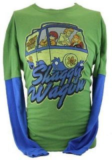 Scooby Doo Mens Long Sleeve T Shirt with Thermal Sleeves  Distressed 
