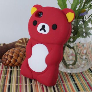 3D Cute Red Bear Silicone Soft Gel Skin Case Cover for Apple iPhone 4 