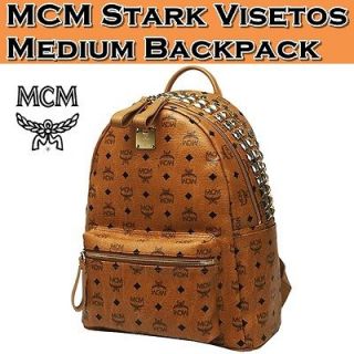 Brand New Authentic MCM Stark VISETOS BACKPACK Medium NWT_Cognac