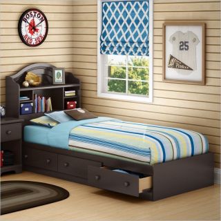 South Shore Summer Breeze Twin Mates Storage Chocolate Finish Bed
