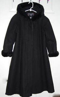 STEPHANIE MATHEWS Girls Full Length Winter Wool Dress Coat SZ 7 Black 