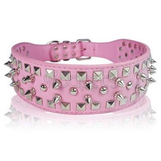 Newly listed 19 22 Pink Leather Spiked Dog Collar Large spikes L