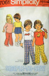 Simplicity 7061 Pattern Toddler T shirt Top Shorts Pants 1T