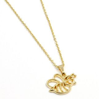 Gold 18k GF Charm Bee Pendant Small Necklace Kids Baby Birth Gift Fun