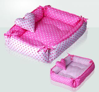   Sale 100% Cotton Handmade Pink Dots Square Dog Cat Pet House Pet Bed