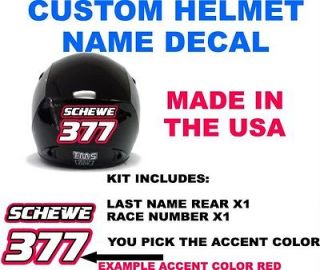 Helmet Custom Name & Number Decal Sticker Kit ATV MX BMX Snow X Street 