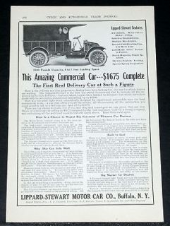 1911 OLD MAGAZINE PRINT AD, LIPPARD STEWAR​T DELIVERY CAR, 22 HP 