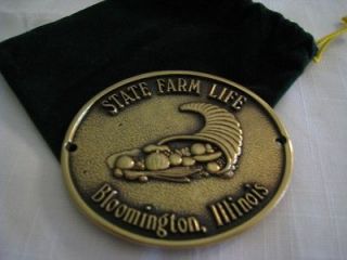 state farm Life insurance 1986 $100B commorative metal plate