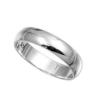 925 Sterling Silver Ring Plain 5mm Wedding Band Jewelry Sizes 4 13
