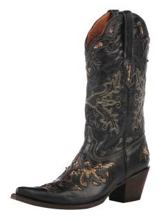 Stetson Womens NEW Calif Python Inset 6102 0541 Black Leather Western 